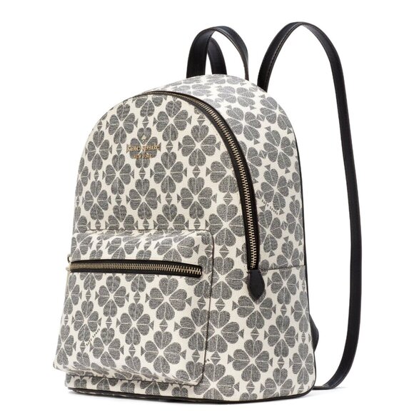 New Kate Spade Spade Flower Medium Backpack Signature Logo Black Multi - Picture 5 of 5
